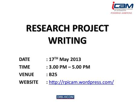 RESEARCH PROJECT WRITING