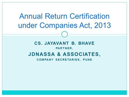 Annual Return Certification under Companies Act, 2013