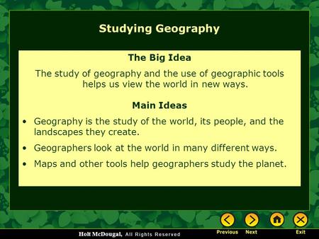 Studying Geography The Big Idea