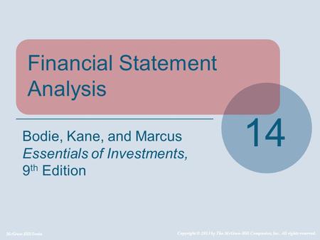 14 Financial Statement Analysis Bodie, Kane, and Marcus