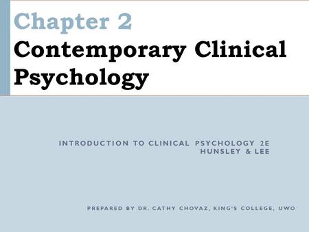 Chapter 2 Contemporary Clinical Psychology