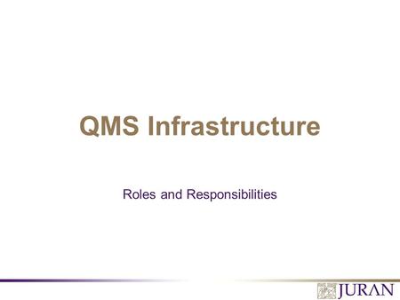 Roles and Responsibilities QMS Infrastructure. All Rights Reserved, Juran Institute, Inc. 6170 Performance System.v1 1.PPT Learning Objectives 1.Become.