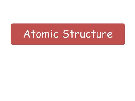 Atomic Structure. Lesson Objectives To know what is meant by an atom. To know that an atom is made up of three smaller particles. To be able to draw the.