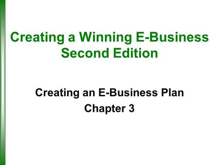 Creating a Winning E-Business Second Edition