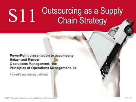 S11 - 1© 2011 Pearson Education, Inc. publishing as Prentice Hall S11 Outsourcing as a Supply Chain Strategy PowerPoint presentation to accompany Heizer.