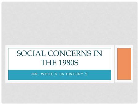 MR. WHITE’S US HISTORY 2 SOCIAL CONCERNS IN THE 1980S.