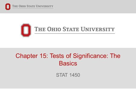 Chapter 15: Tests of Significance: The Basics STAT 1450.