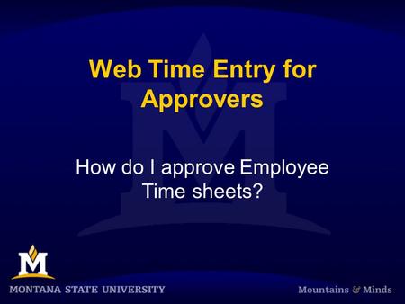Web Time Entry for Approvers How do I approve Employee Time sheets?