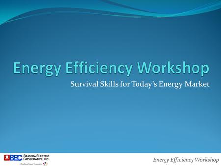 Energy Efficiency Workshop Survival Skills for Today’s Energy Market.