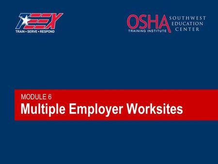 Multiple Employer Worksites MODULE 6. 2©2006 TEEX Brainstorm  How many contractors typically work on one well site?  Who is liable if someone is hurt?