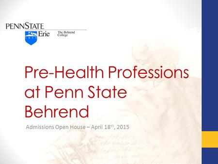 Pre-Health Professions at Penn State Behrend