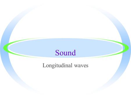 Sound Longitudinal waves Producing a Sound Wave ·Sound waves are longitudinal waves traveling through a medium ·A tuning fork can be used as an example.