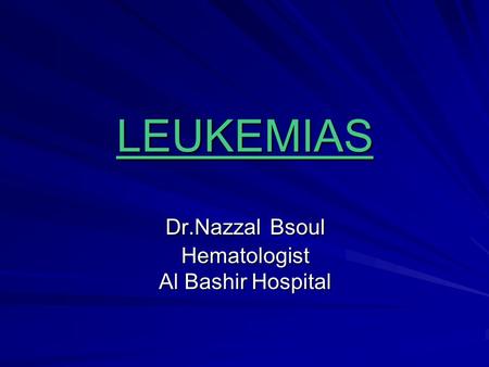 Dr.Nazzal Bsoul Hematologist Al Bashir Hospital