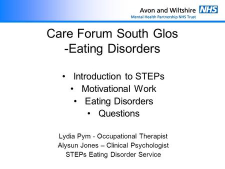 Care Forum South Glos -Eating Disorders