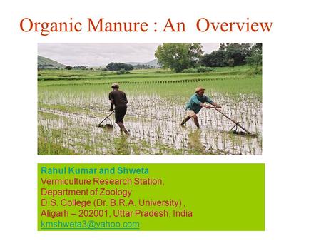 Organic Manure : An Overview