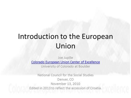 Introduction to the European Union