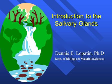 Introduction to the Salivary Glands Dennis E. Lopatin, Ph.D Dept. of Biologic & Materials Sciences.