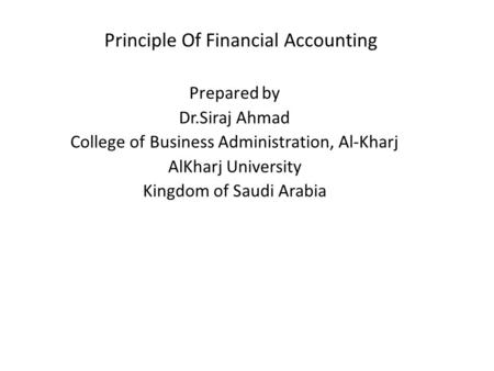 Principle Of Financial Accounting