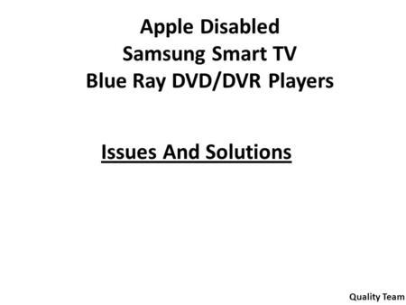 Blue Ray DVD/DVR Players