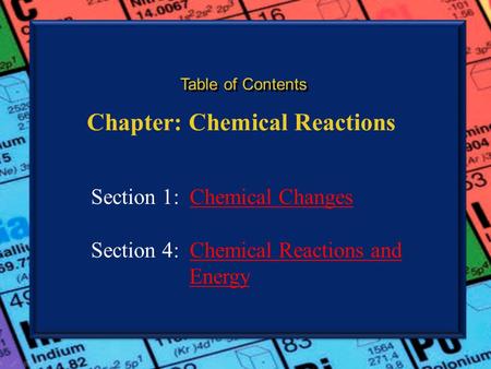 Chapter: Chemical Reactions