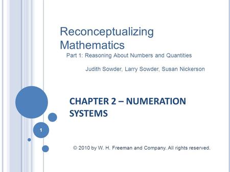 CHAPTER 2 – NUMERATION SYSTEMS