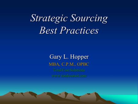 Strategic Sourcing Best Practices