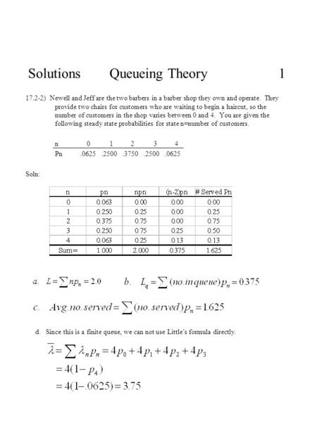 Solutions Queueing Theory 1