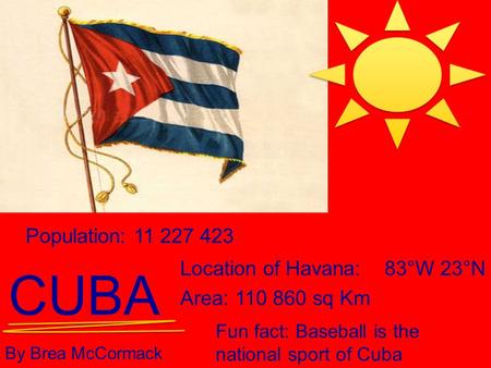 CUBA By Brea McCormack Population: Location of Havana: