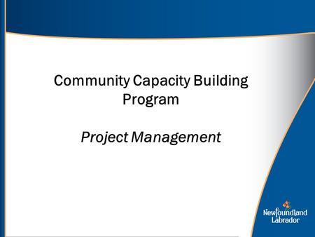 Community Capacity Building Program Project Management.
