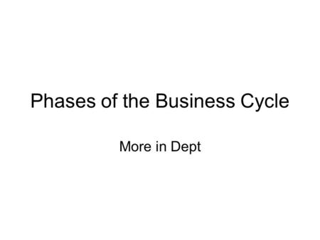 Phases of the Business Cycle More in Dept. Business Cycle Definition: alternating increases and decreases in the level of business activity of varying.