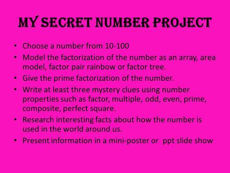 My Secret Number Project