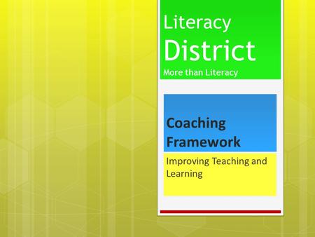 Coaching Framework Improving Teaching and Learning Literacy District More than Literacy.
