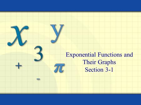 Exponential Functions and Their Graphs Section 3-1.