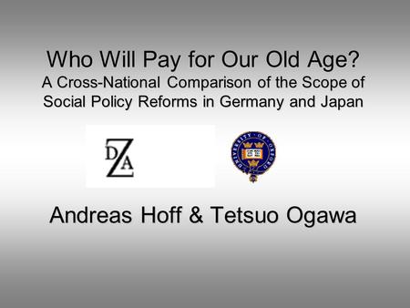 Who Will Pay for Our Old Age