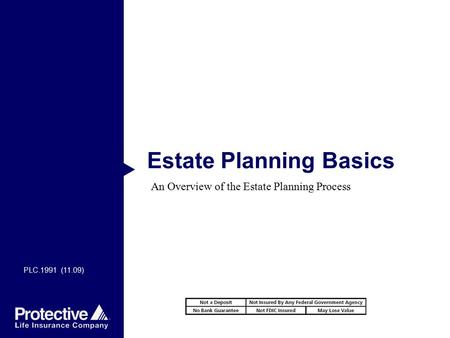 Estate Planning Basics An Overview of the Estate Planning Process PLC.1991 (11.09)
