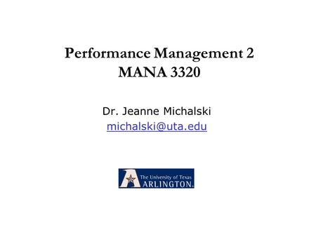 Performance Management 2 MANA 3320