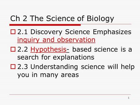 Ch 2 The Science of Biology