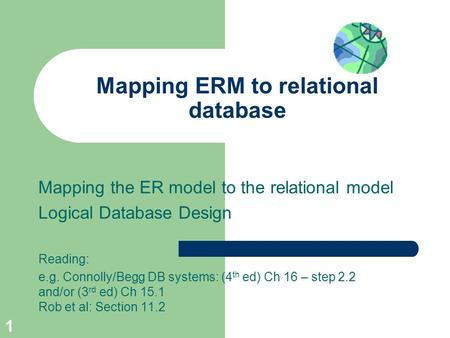Mapping ERM to relational database
