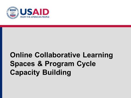 Online Collaborative Learning Spaces & Program Cycle Capacity Building.