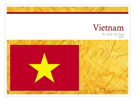 Vietnam By: Sally Thi Tran 2012. Vietnam Vietnam is an Asian country It has about 58 provinces Their flag has a star on it Their country’s colors are.