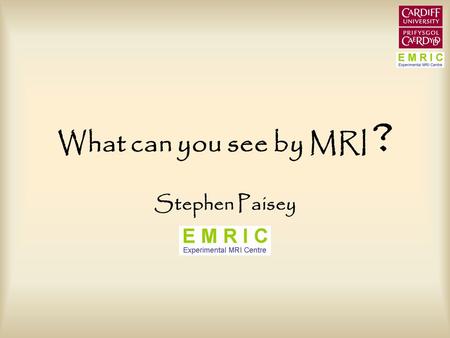 What can you see by MRI ? Stephen Paisey.