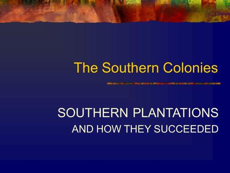 The Southern Colonies SOUTHERN PLANTATIONS AND HOW THEY SUCCEEDED.