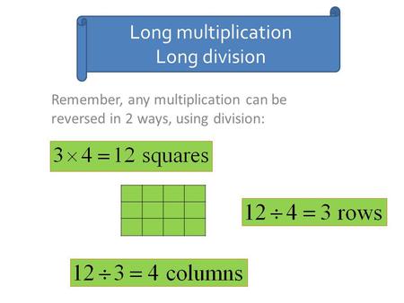 Long multiplication Long division