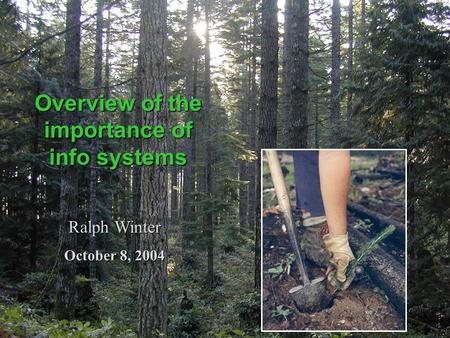 Overview of the importance of info systems Ralph Winter October 8, 2004.