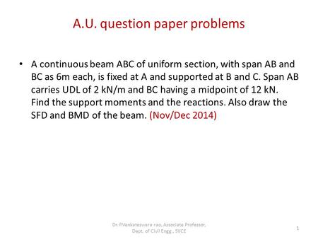 A.U. question paper problems