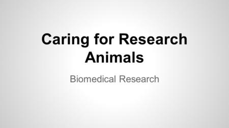 Caring for Research Animals