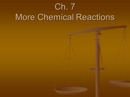 Ch. 7 More Chemical Reactions. Remember This… Law of Conservation of Mass - Mass cannot be created or destroyed but is conserved (can be changed toanother.
