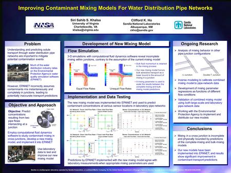 Improving Contaminant Mixing Models For Water Distribution Pipe Networks Siri Sahib S. Khalsa University of Virginia Charlottesville, VA