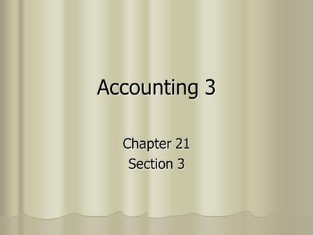 Accounting 3 Chapter 21 Section 3. Preparing Plant Asset Records A separate record is kept for each plant asset. This is called a Plant Asset Record.