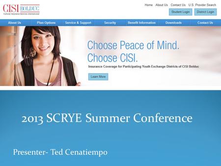 2013 SCRYE Summer Conference Presenter- Ted Cenatiempo.